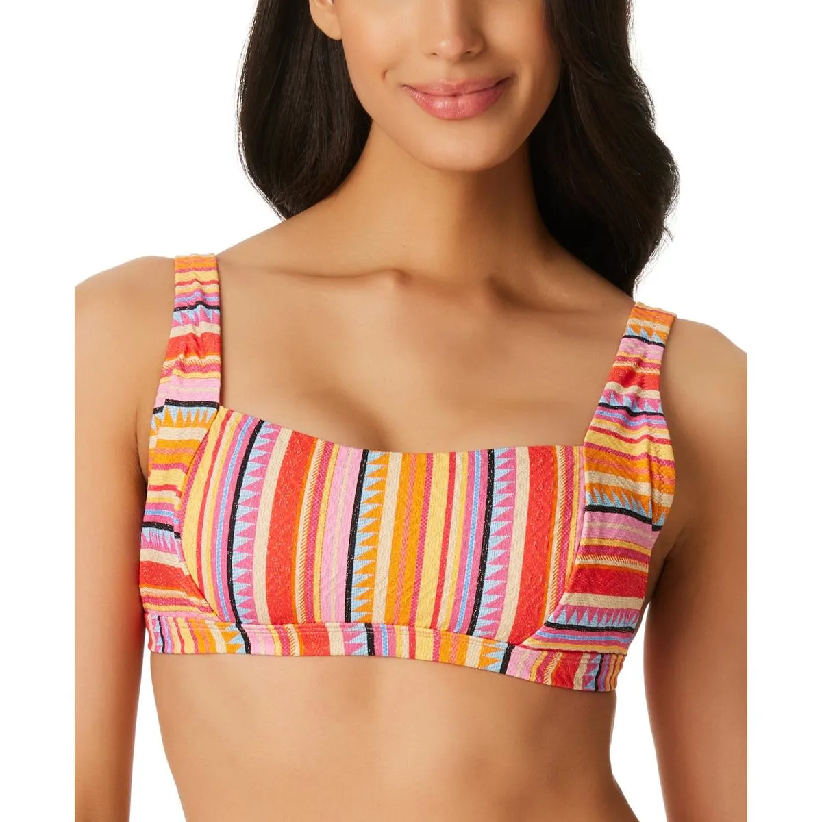Womens Metallic Striped Bikini Swim top