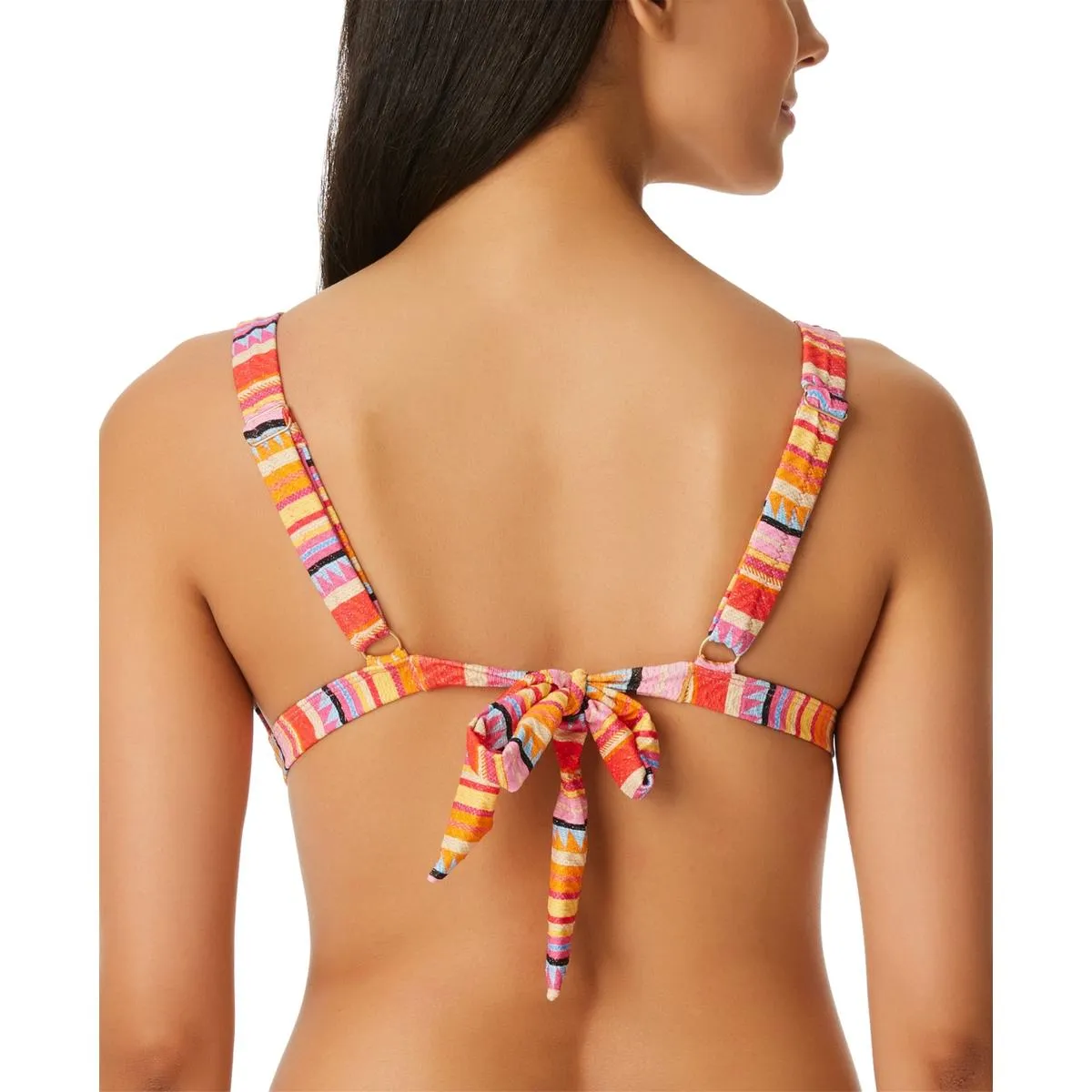 Womens Metallic Striped Bikini Swim top