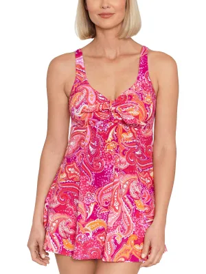 Womens Paisley Tummy Control One-Piece Swimsuit
