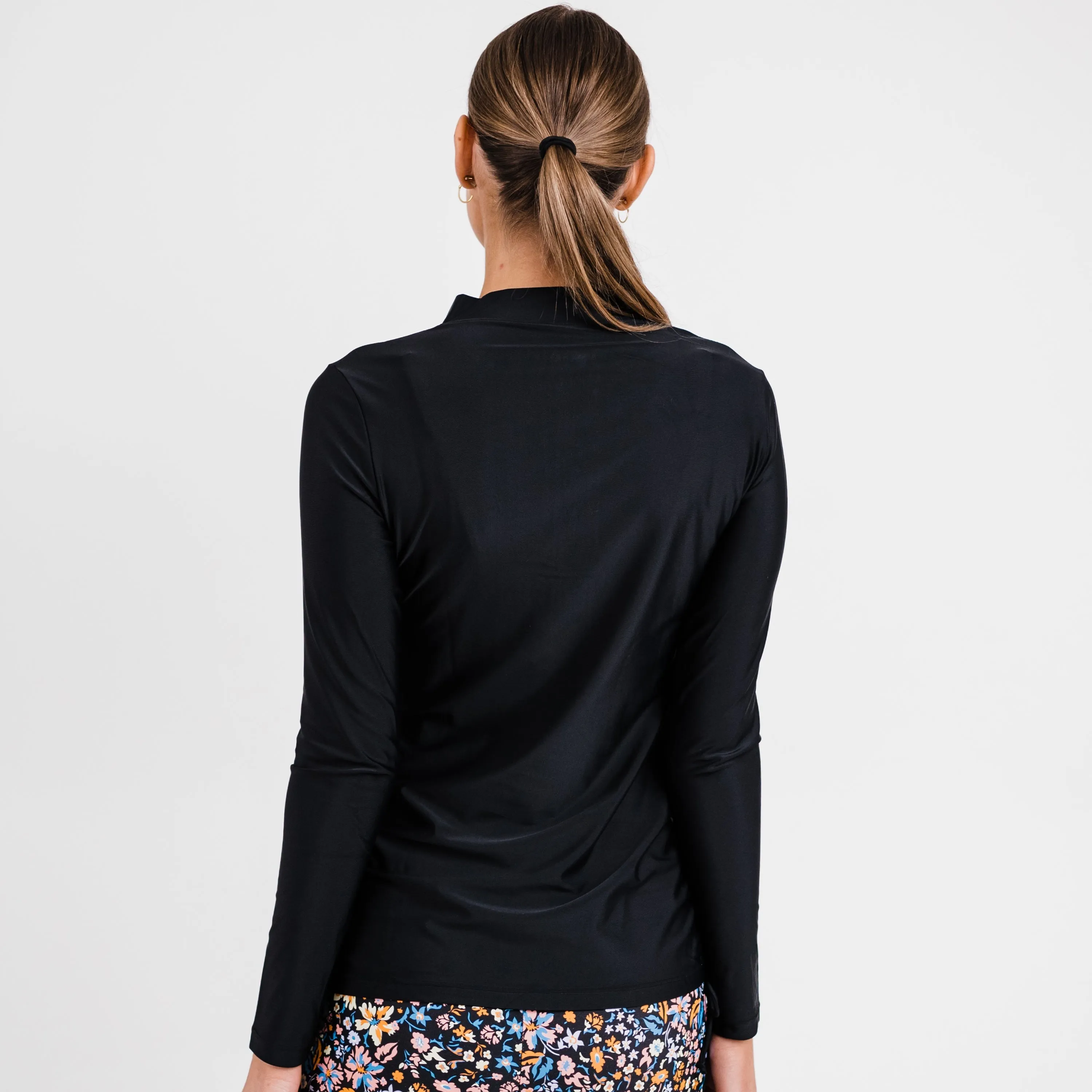 Women's Plus Half-Zip Long Sleeve Rash Guard Nora Swim Top
