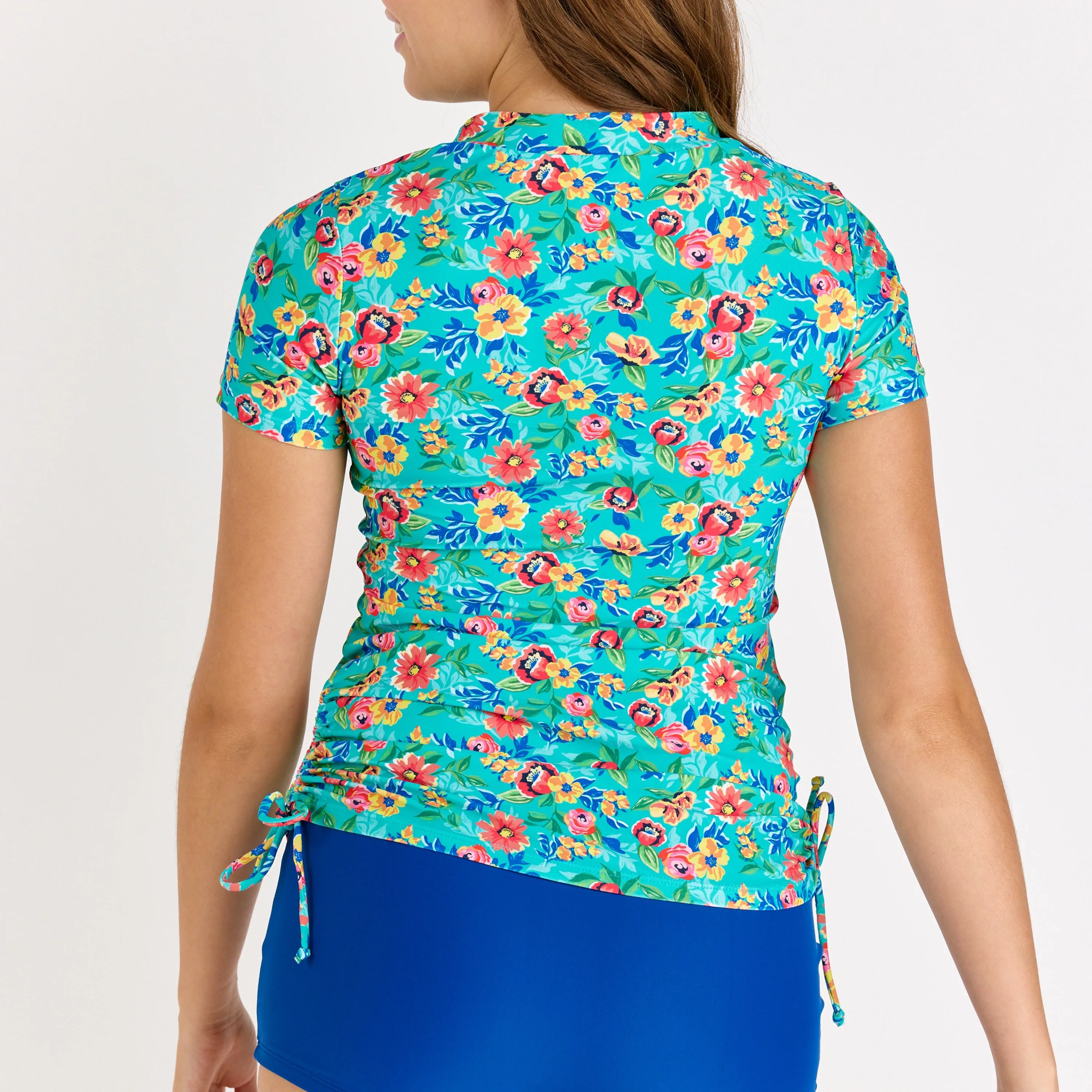 Women's Plus Mock Neck Short Sleeve Adele Swim Top