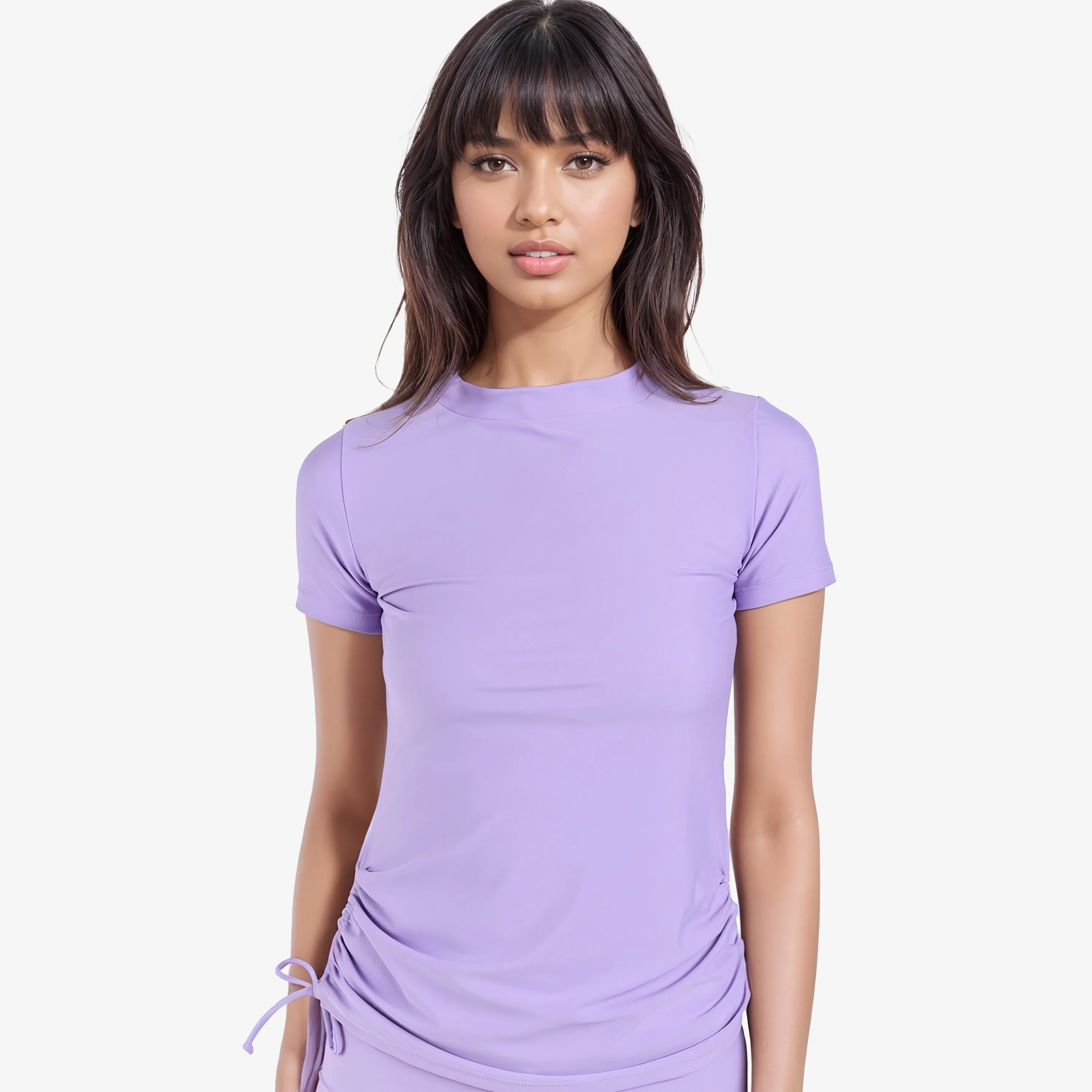 Women's Plus Mock Neck Short Sleeve Adele Swim Top