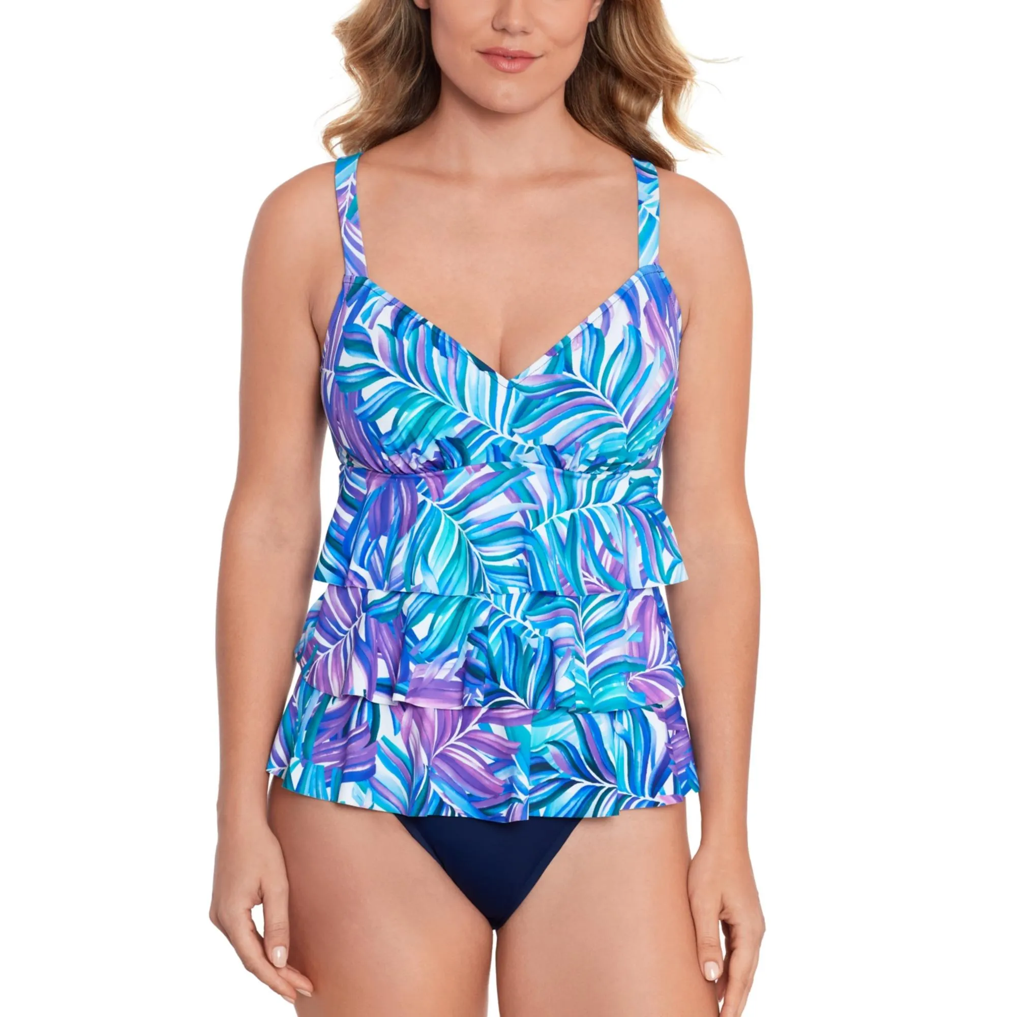 Womens Printed Tiered One-Piece Swimsuit