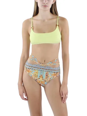 Womens Ribbed Embellished Bikini Swim top