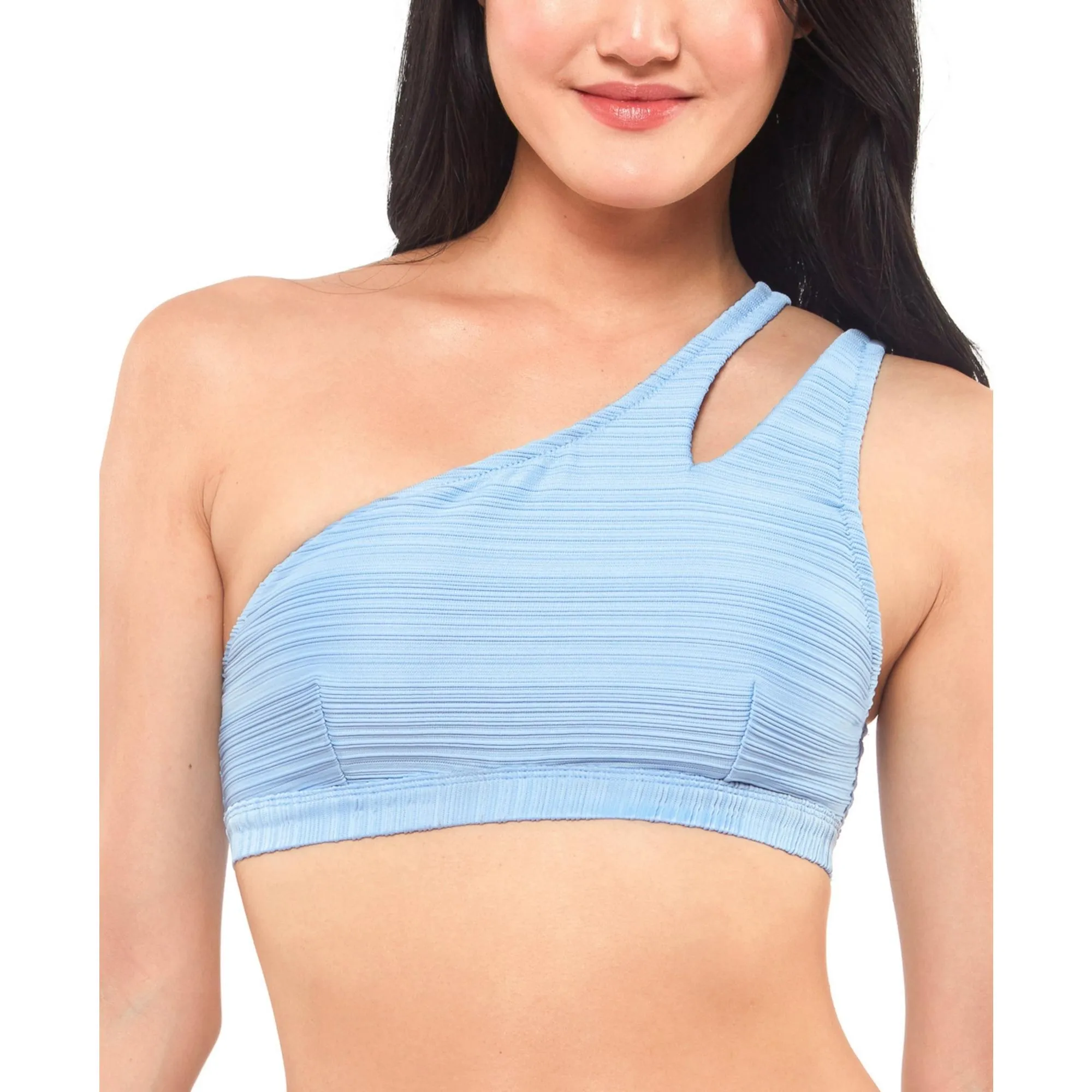 Womens Ribbed One Shoulder Bikini Swim top