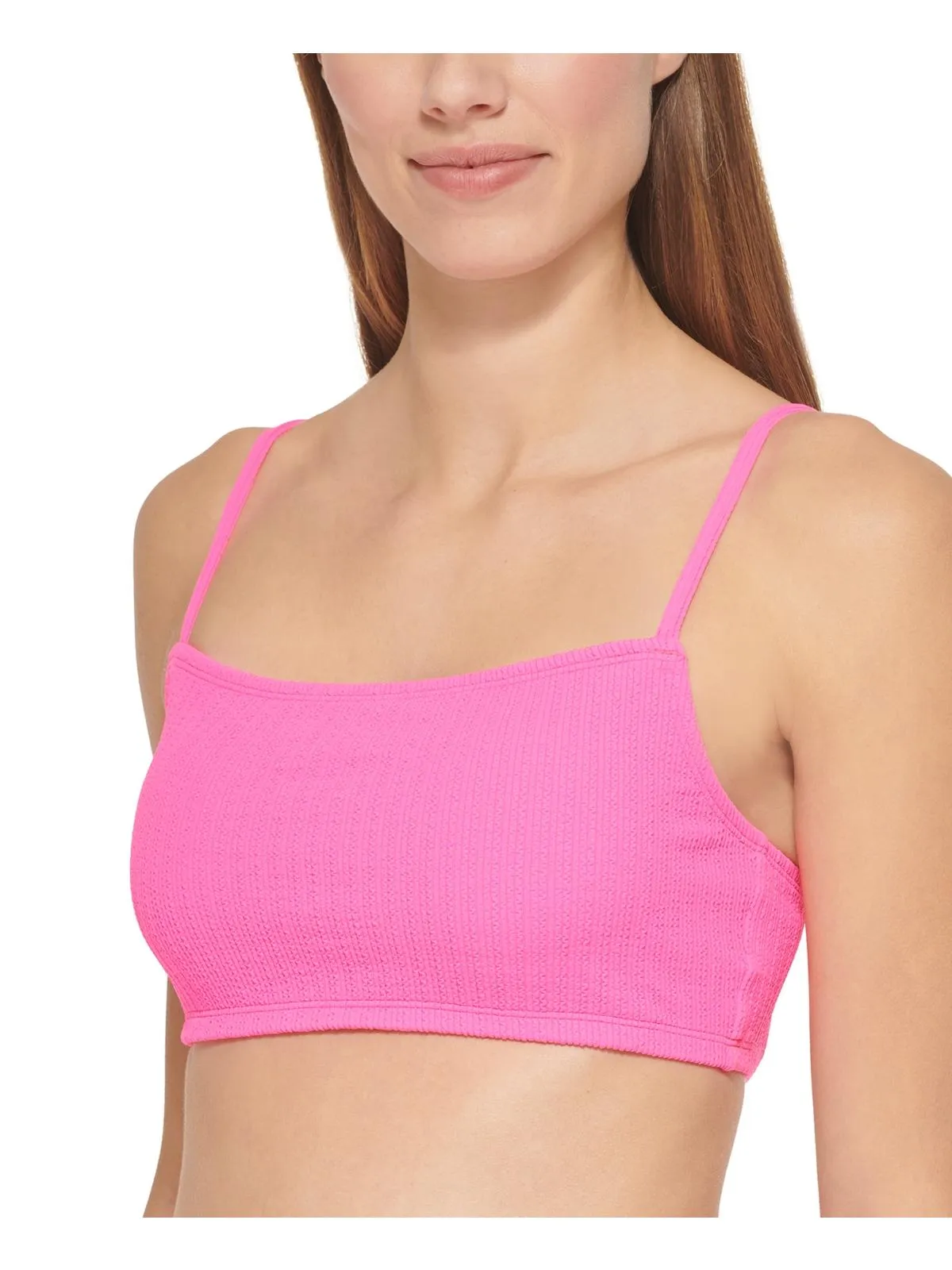 Womens Ribbed Solid Bikini Swim top