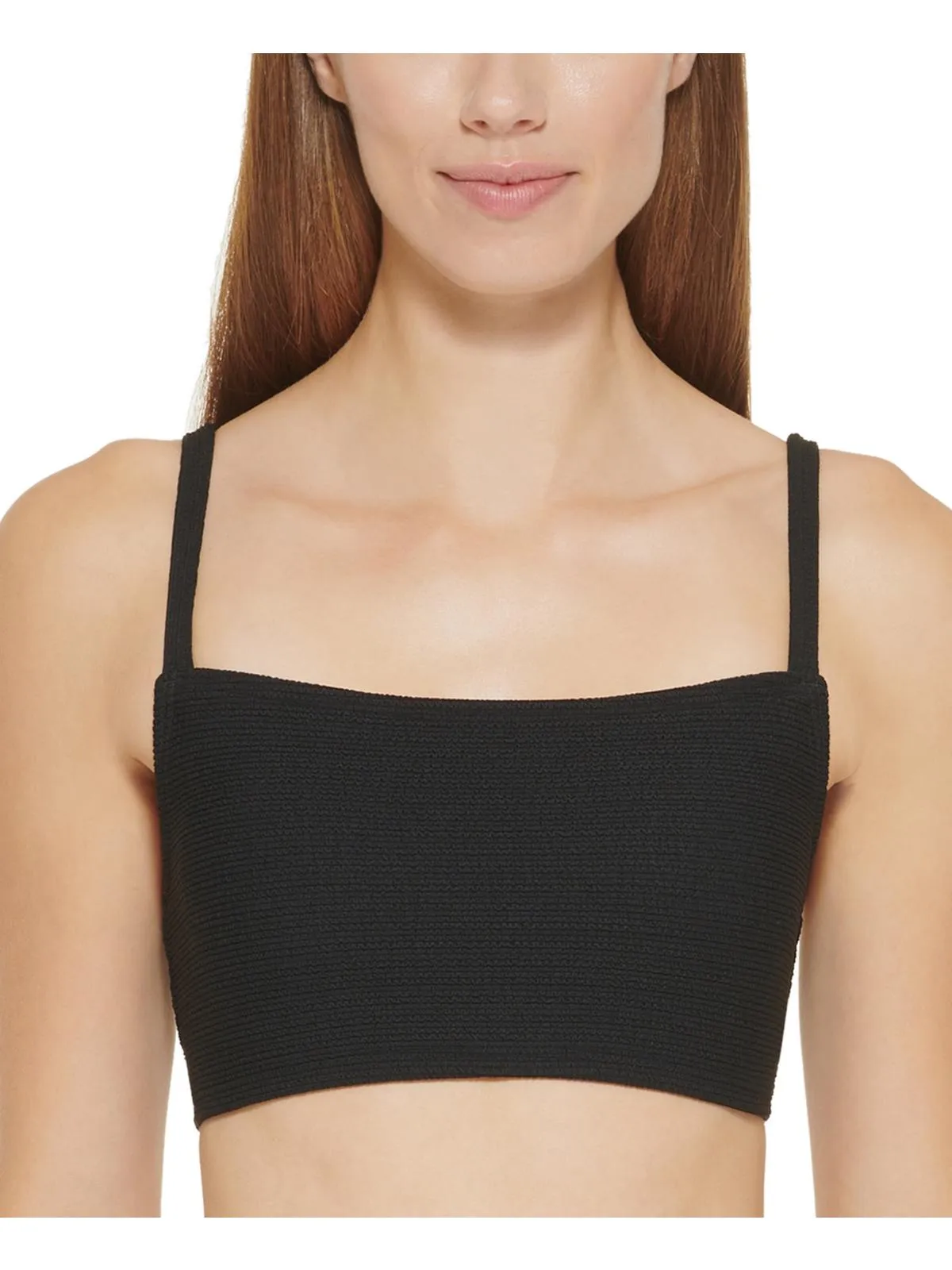 Womens Ribbed Solid Bikini Swim top
