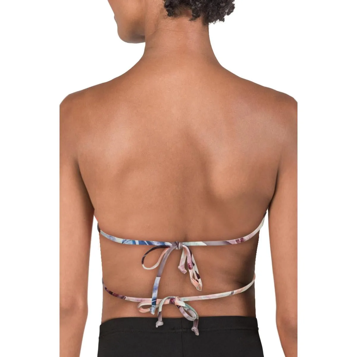 Womens Ruched Printed Bikini Swim Top