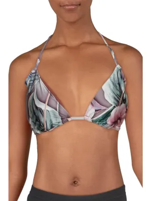 Womens Ruched Printed Bikini Swim Top