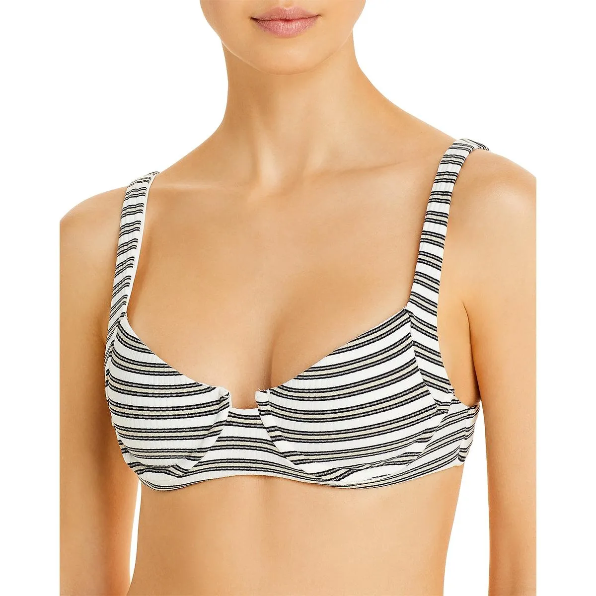 Womens Striped Nylon Bikini Swim top