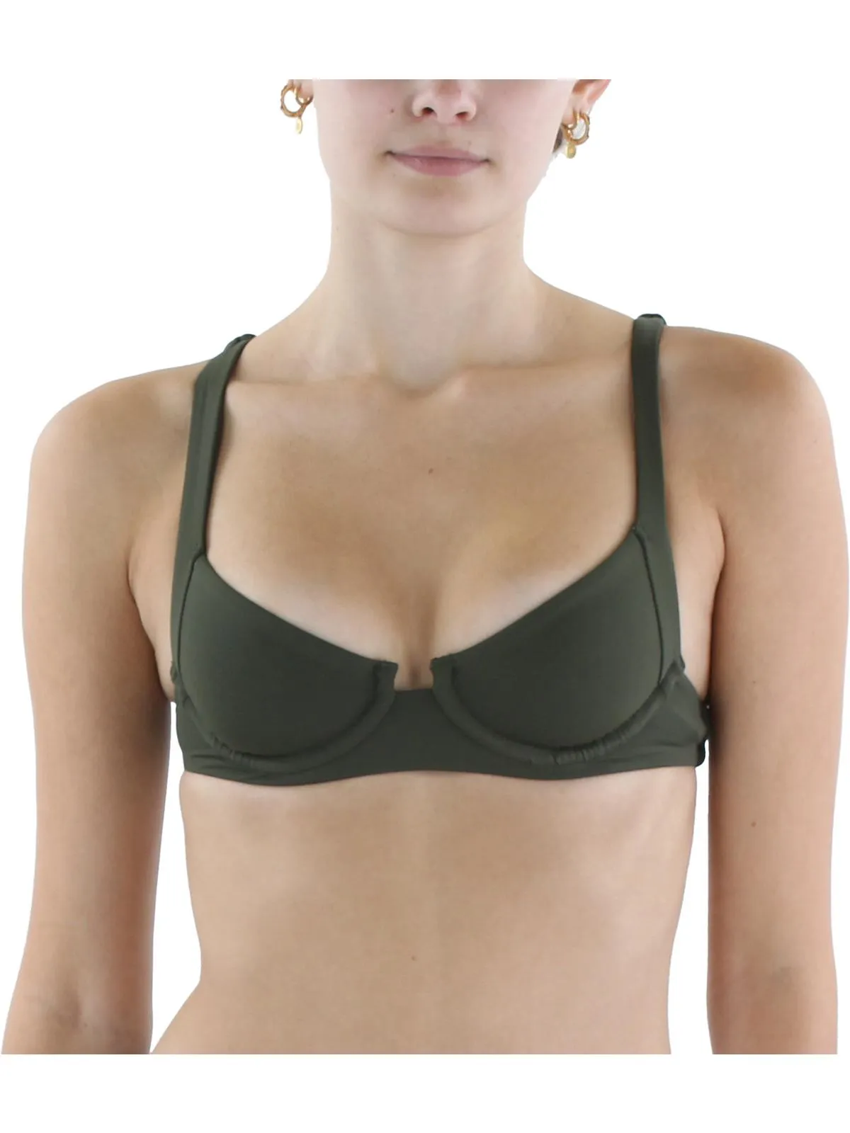 Womens Striped Nylon Bikini Swim top