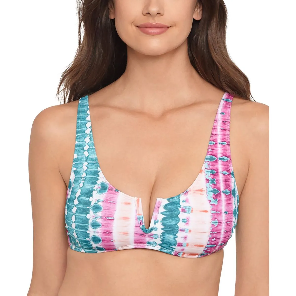Womens Striped V-Wire Bikini Swim top