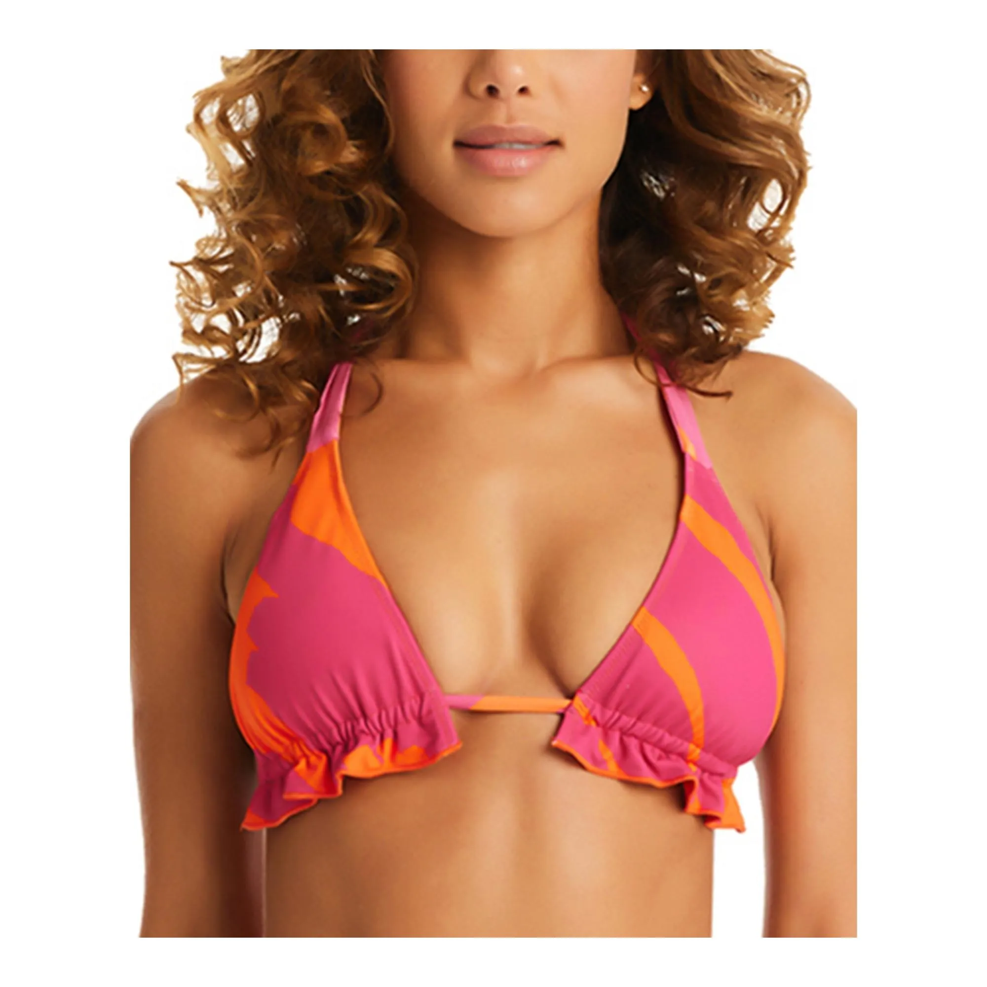 Womens Stripped Ruffled Bikini Swim top