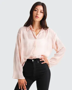 Yoko Shirred Chiffon Blouse  - Blush